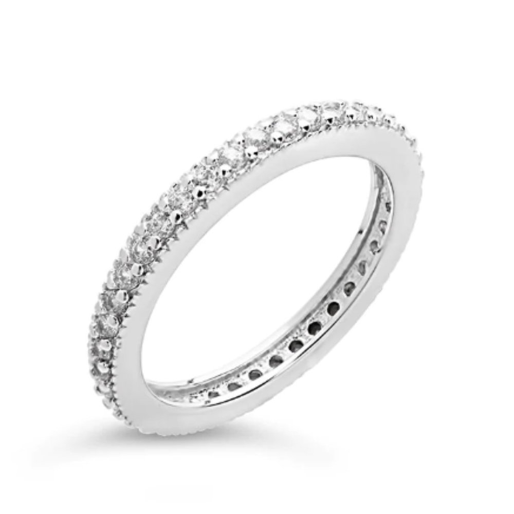 Sterling Forever Sterling Silver Thin CZ Band Ring - NWT